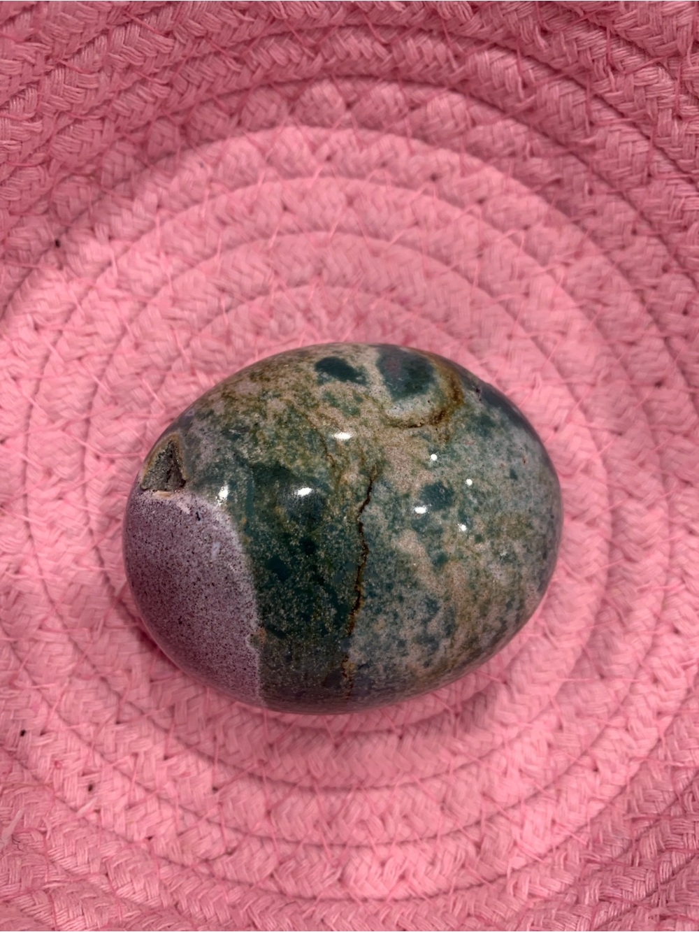 Polished Green and Purple Decorative Stone Egg